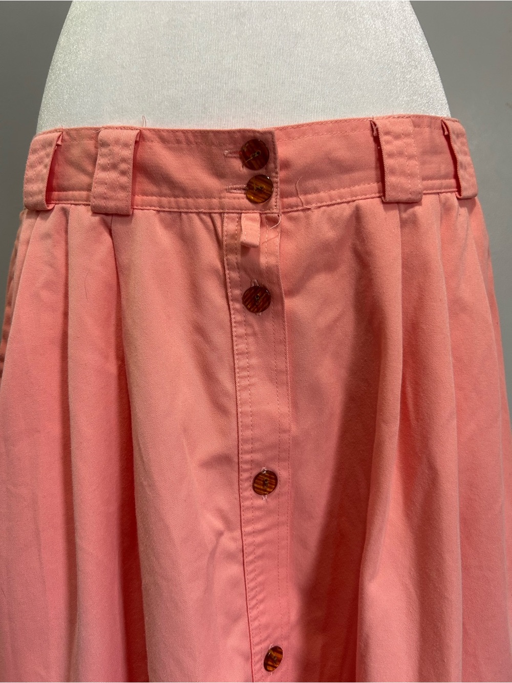 Vintage Silvercord Coral Button-Front Maxi Skirt w pockets Cottagecore - Picture 6 of 8
